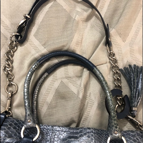 Coach Metallic Blue Python Purse - Picture 6 of 7